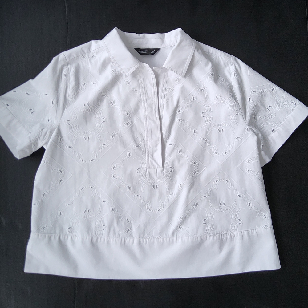 White Eyelet Short Sleeve Top